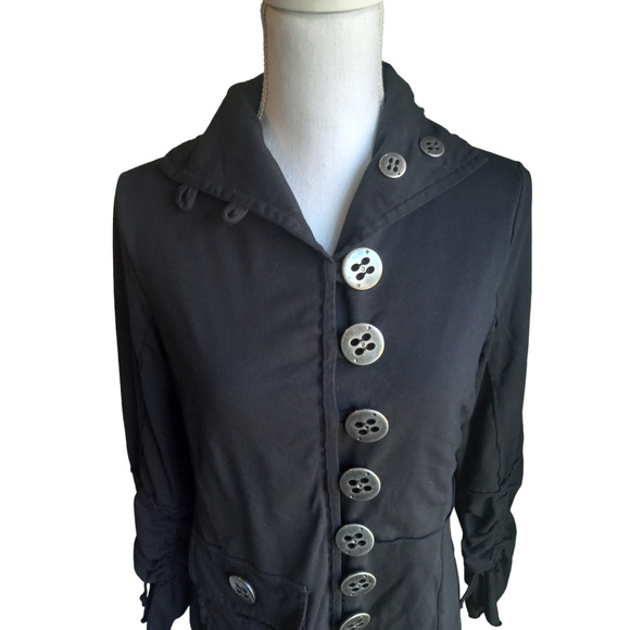 Neon Buddha Black Coat/Dress with Button Detail - Picture 3 of 12